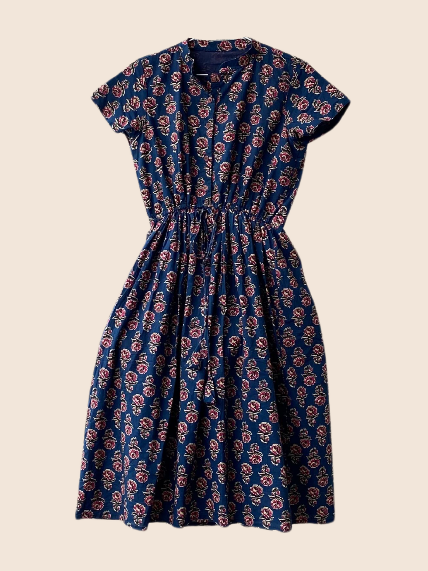 Chelsea Floral Short Sleeve Blue Cotton Dress