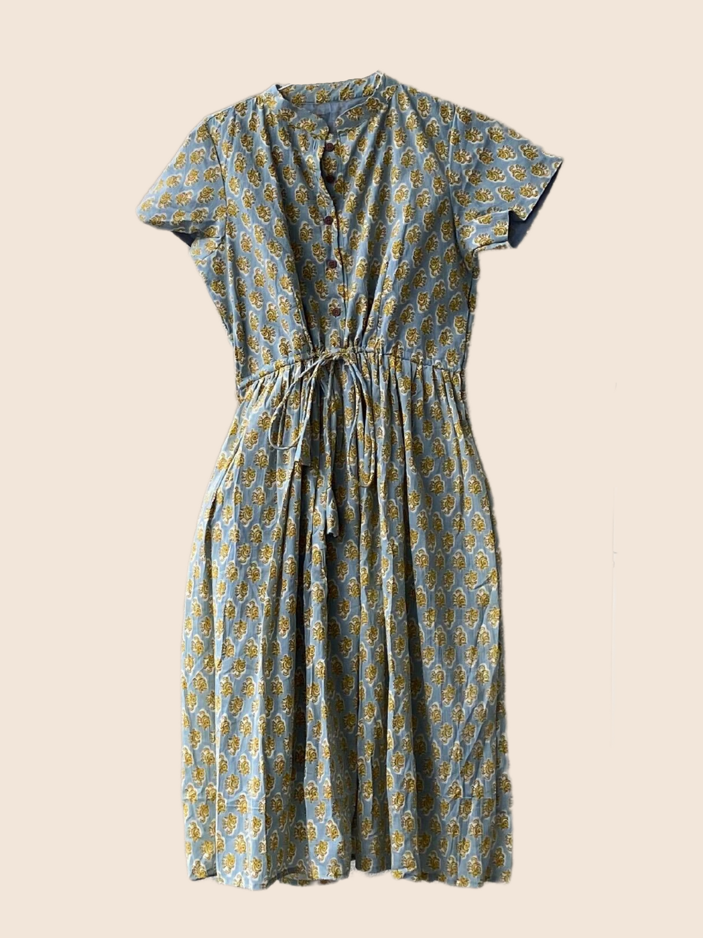 Chelsea Floral Short Sleeve Light Blue Cotton Dress