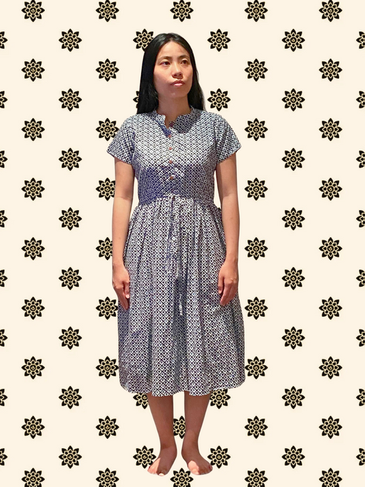 Chelsea Blue Short Sleeve Cotton Dress